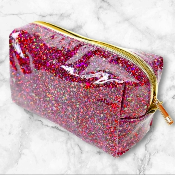 PACKED PARTY Pink Glitz & Glam Glitter Cosmetic Bag - NWT - Picture 1 of 10